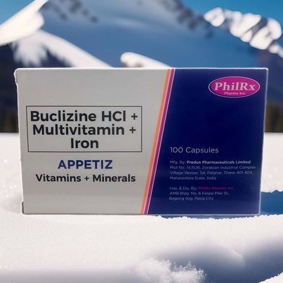 Buclizine HCI + Multivitamin + Iron Vitamins + Minerals Capsules 100's