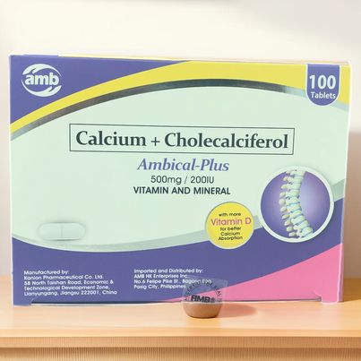Calcium + Cholecalciferol (Ambical Plus) 500mg/200IU Vitamin And Mineral Tablet 100's