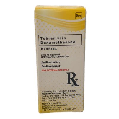 Tobramycin Dexamethasone (Ramtrex) 3mg / 1mg per ml Opthalmic Suspension 5ml