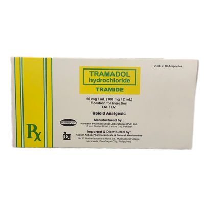 Tramadol Hydrochloride 50mg / ml (100mg / 2ml) Solution for Injection IM/IV 2ml x Ampoule 10's