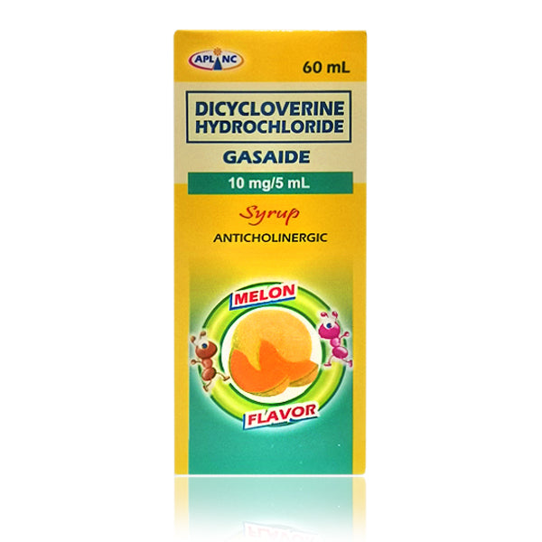 Dicycloverine Hydrochloride (Gasaide) 10mg/5ml Syrup Anticholinergic 60ml