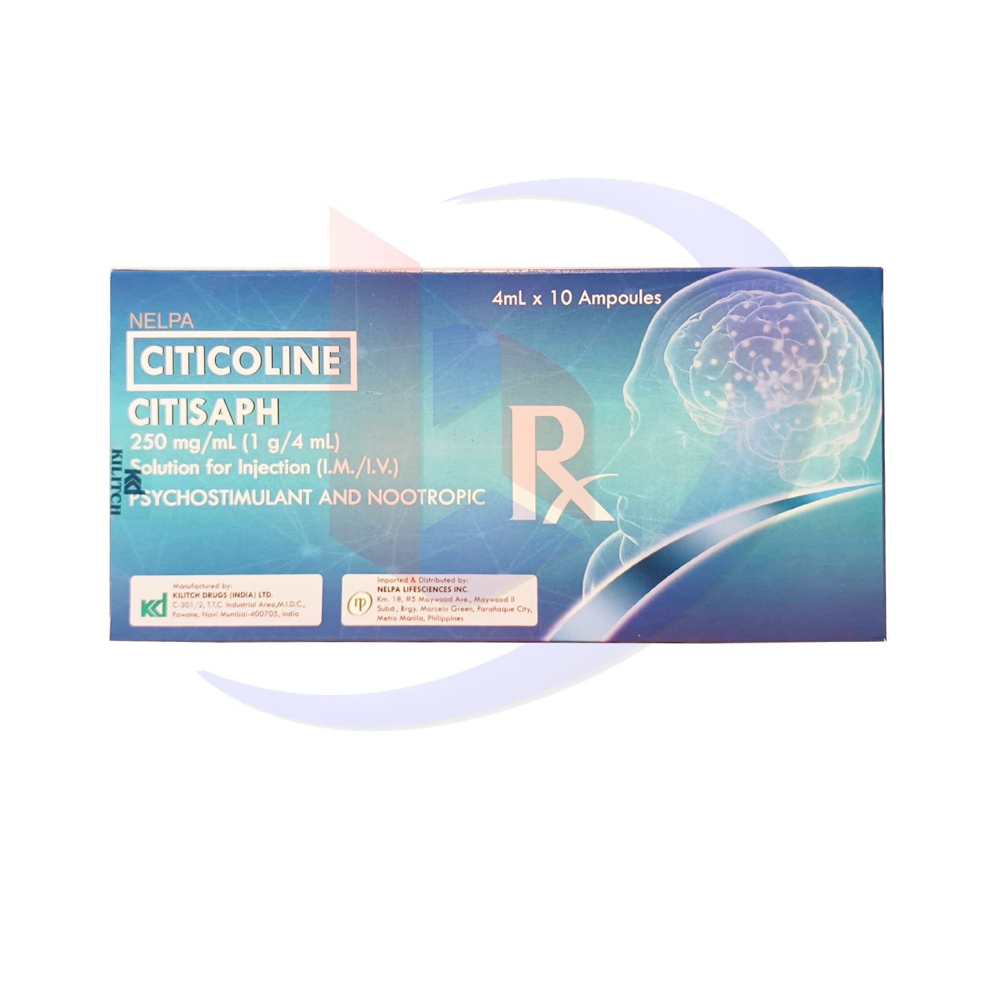 Citicoline (Citisaph) 250mg/ml (1g/4ml) Solution for Injection (IM/IV) 4ml x 10 Ampoules