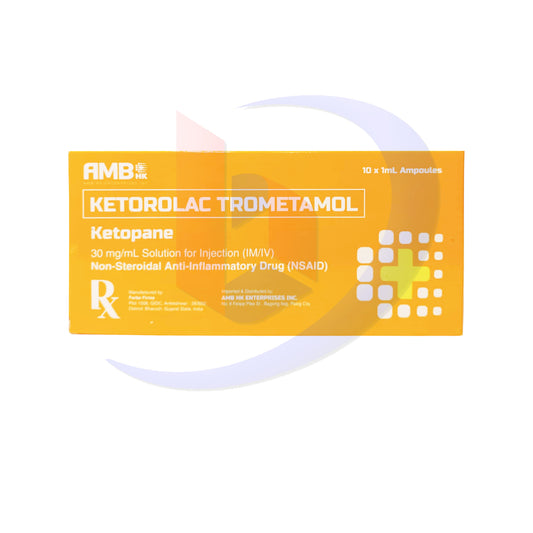 Ketorolac Trometamol (Ketopane) 30mg/ml Solution for Injection (I.M/I.V) Non Steroidal Anti Inflamatory Drugs 10 x 1ml Ampoules