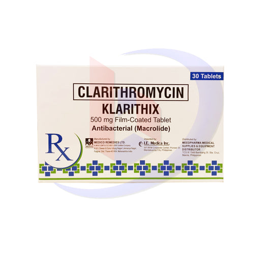 Clarithromycin (Klarithix) 500mg Film Coated Tablet 30's